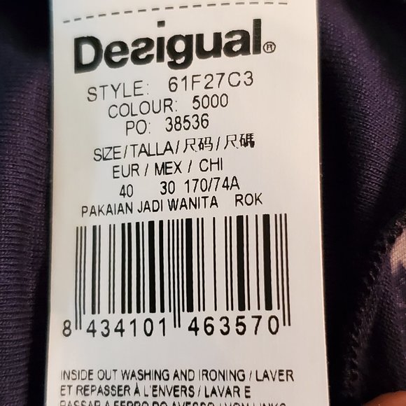 DESIGUAL Blue Patchwork Flare Skirt 40/6 EUC - Picture 8 of 9